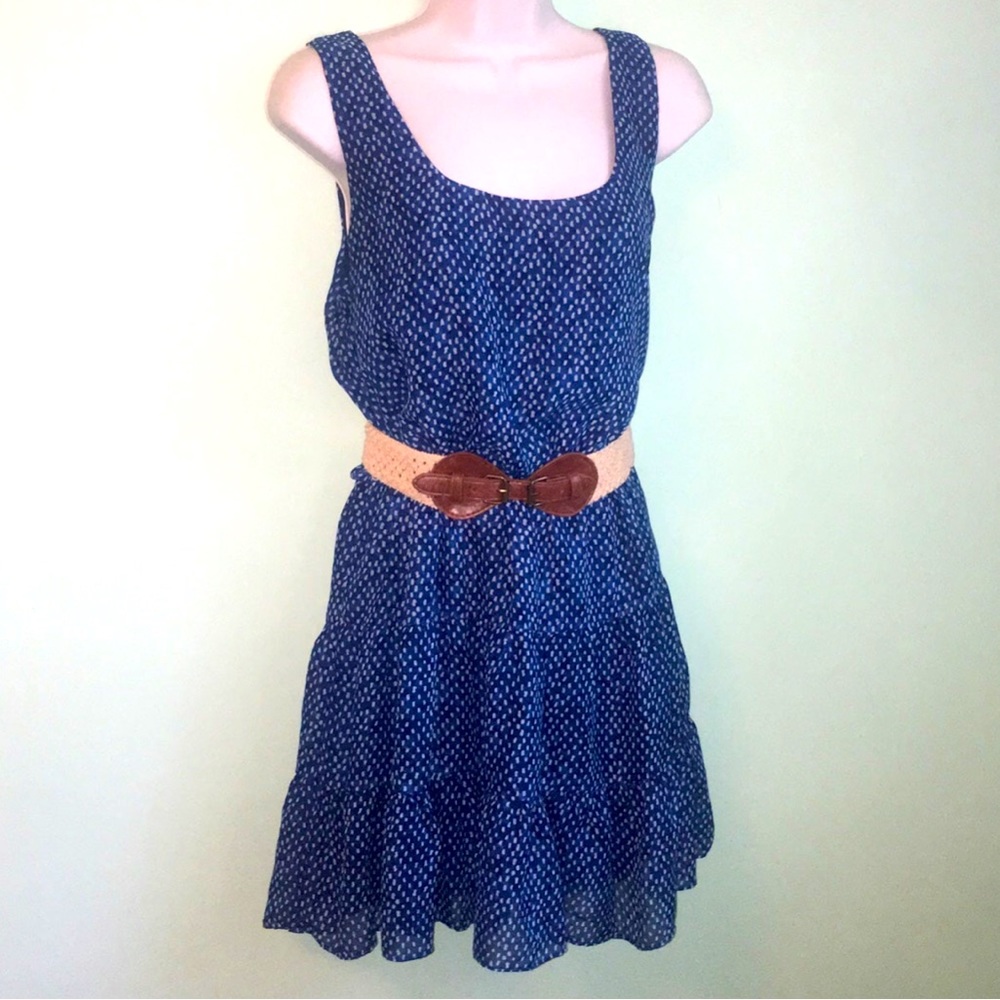 NWOT City Triangles Chiffon Belted Peasant Dress size Large